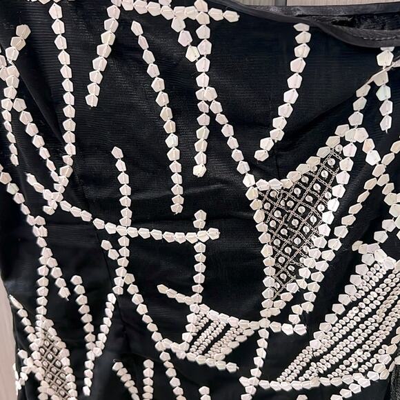 NWT! $300+ JAY GODFREY / REVOLVE black dress silver white sequins one sh… - Picture 4 of 8